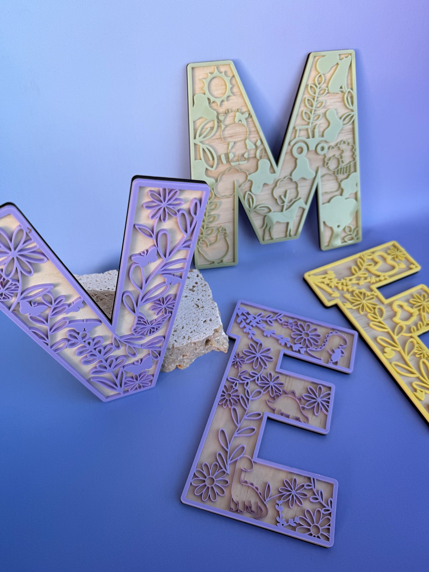 Floral Themed Wooden Letter