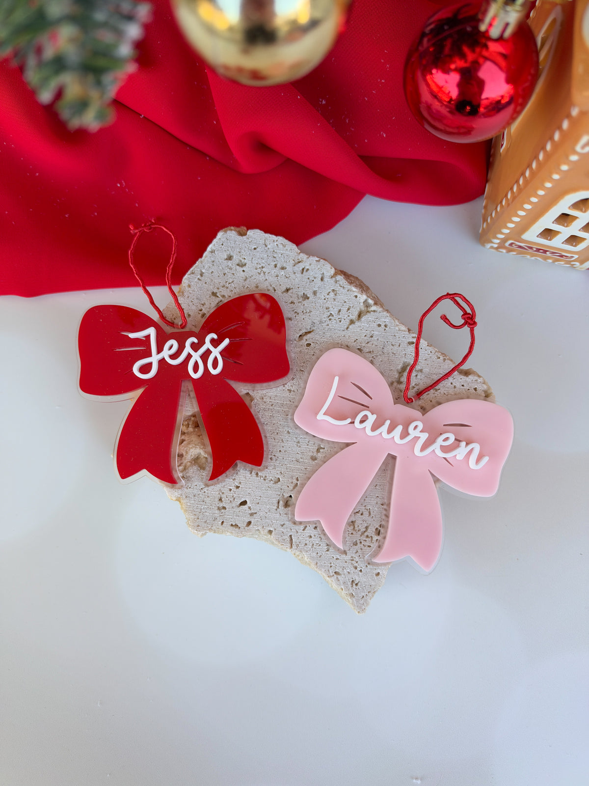Acrylic Bow Christmas Ornaments