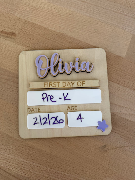 Mini First Day Last Day of School Personalised interchangeable Plaque