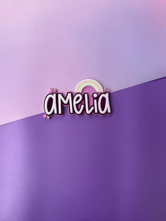 Rainbow Triple Layer Custom Acrylic Name Plaque