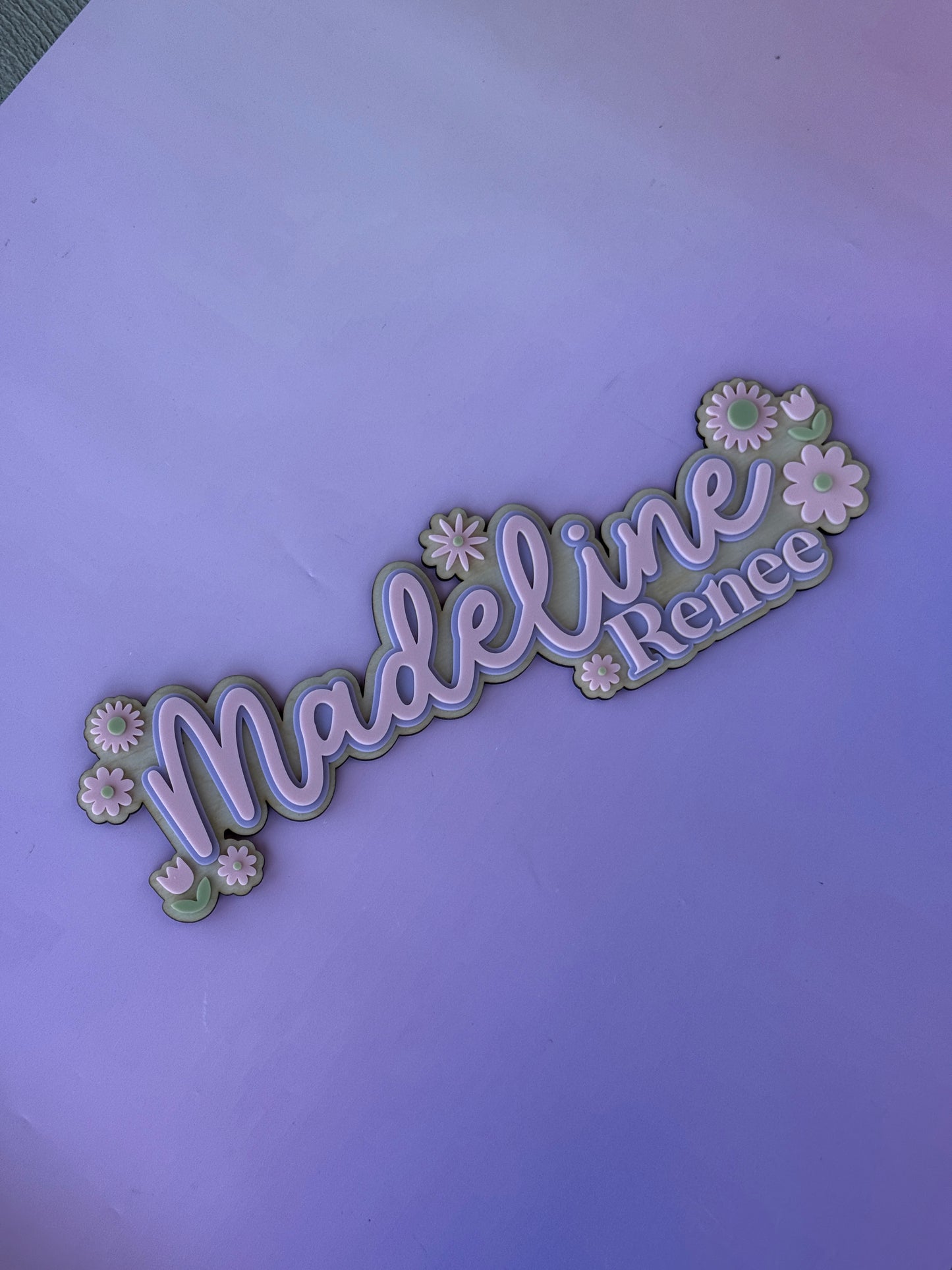 Triple Layer Custom Acrylic Name Plaque with Middle Name
