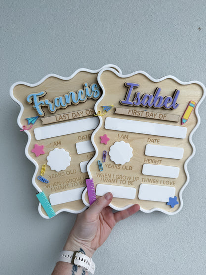 First Day Last Day of School Personalised interchangeable Plaque