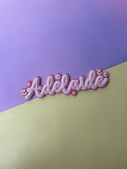 Flower Triple Layer Custom Acrylic Name Plaque
