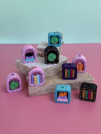 Mini Bookshelf Clicker & Keychain