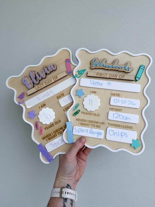 First Day Last Day of School Personalised interchangeable Plaque