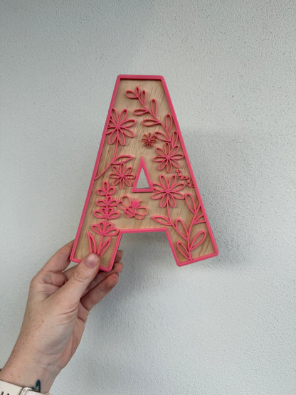 Floral Themed Wooden Letter