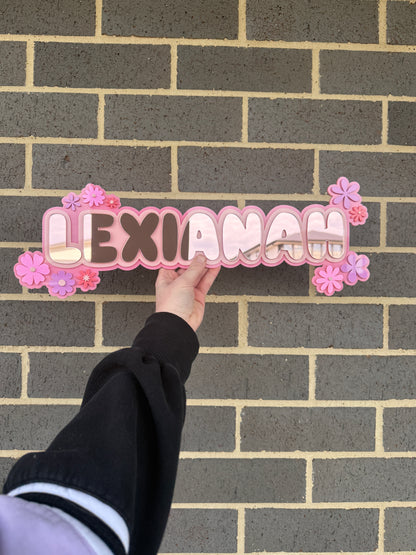 Flower Triple Layer Custom Acrylic Name Plaque