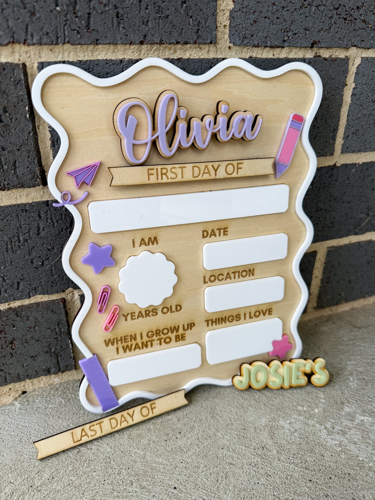 First Day Last Day of School Personalised interchangeable Plaque