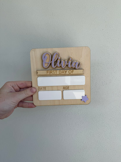 Mini First Day Last Day of School Personalised interchangeable Plaque