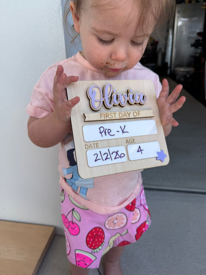 Mini First Day Last Day of School Personalised interchangeable Plaque