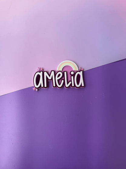 Rainbow Triple Layer Custom Acrylic Name Plaque