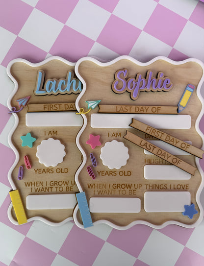 First Day Last Day of School Personalised interchangeable Plaque